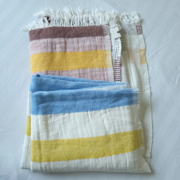 NWT Anthropologie Woven Blocked Stripe Throw Blanket - Picture 4 of 11